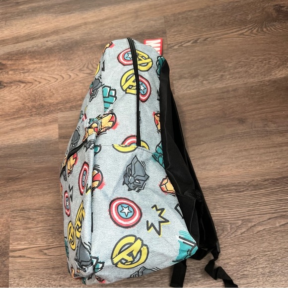 Marvel Black and Gray Backpack with Superhero Icons - Picture 5 of 6